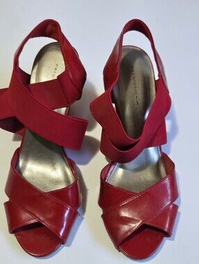 Predictions Red Patent Crisscross Slingback Heels
